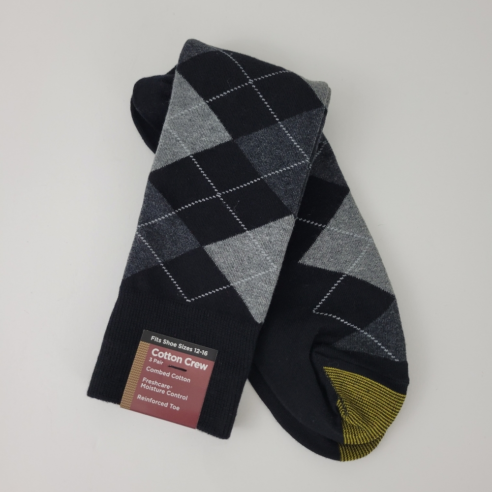 COTTON CREW Combed Cotton Moisture Control Reinforce Toe 1 Pair Socks